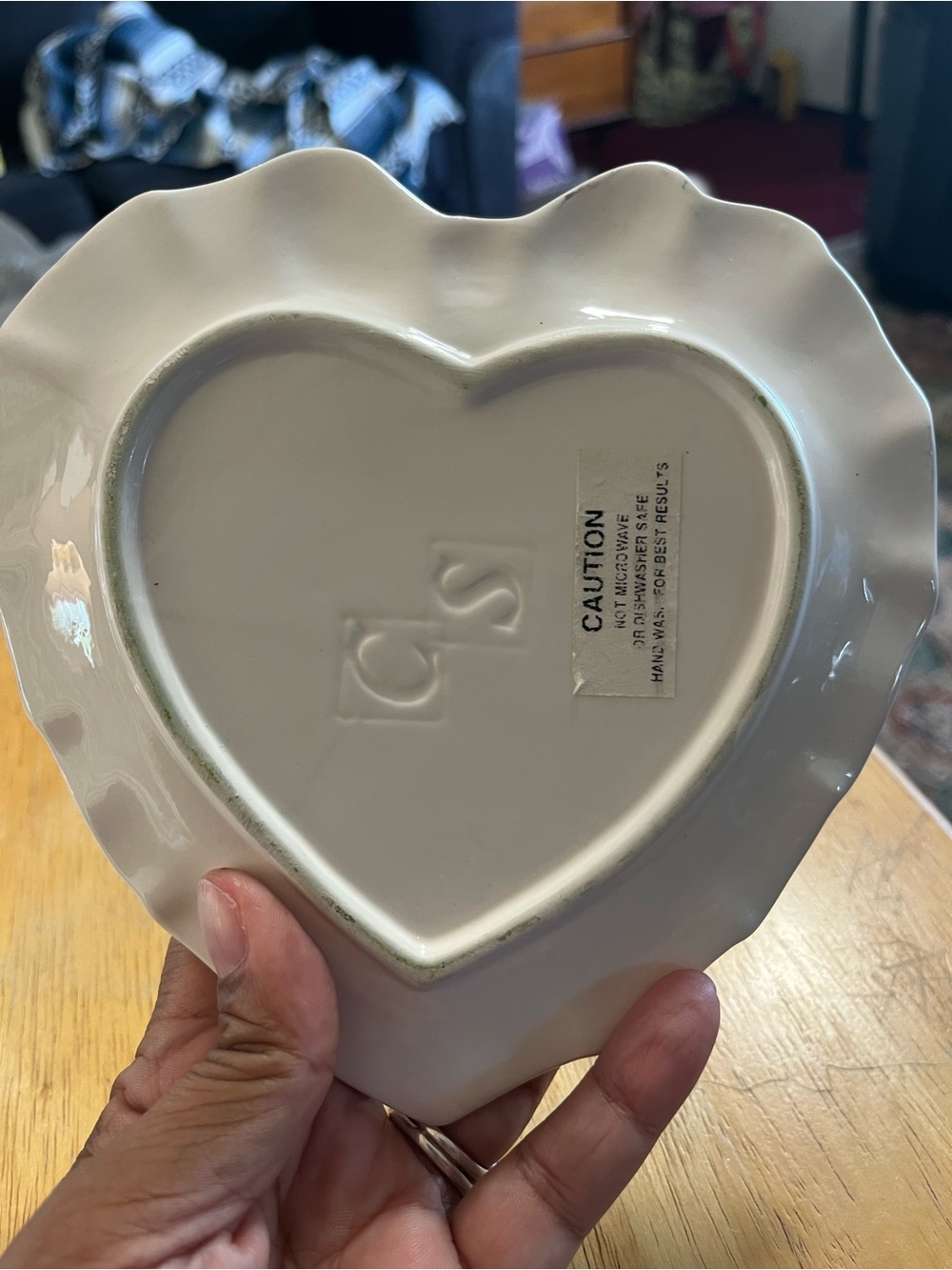 C&S Green Striped Heart Creamer and Saucer Set - Home Dining - Picture 5 of 5